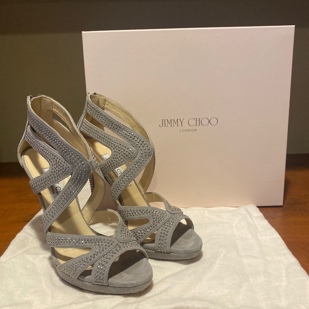 JIMMY CHOO Suede Studded Sandal sz 37